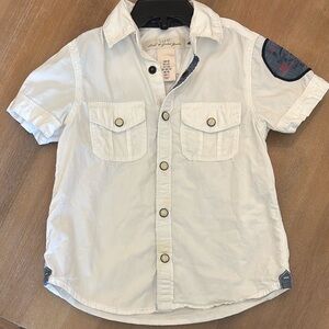 H&M Kids White Snap-Front Short Sleeve Shirt, 2-3Y